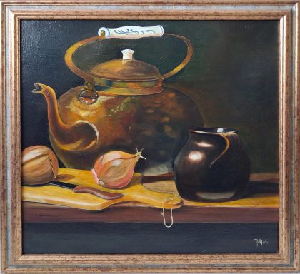 Stilleven: Ketel met uien